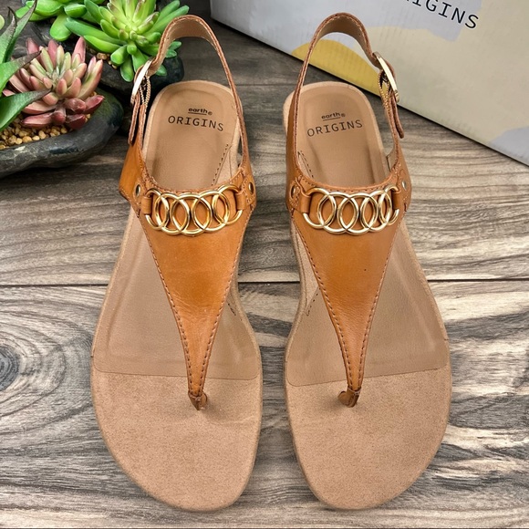 NIB Earth Origins Mendy Leather Thong Sandal Saddle 9M 40.5 - Picture 9 of 12
